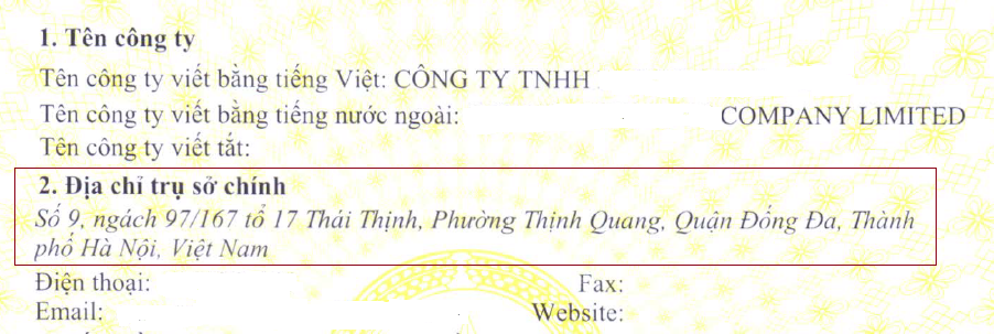 Trụ sở chính doanh nghiệp